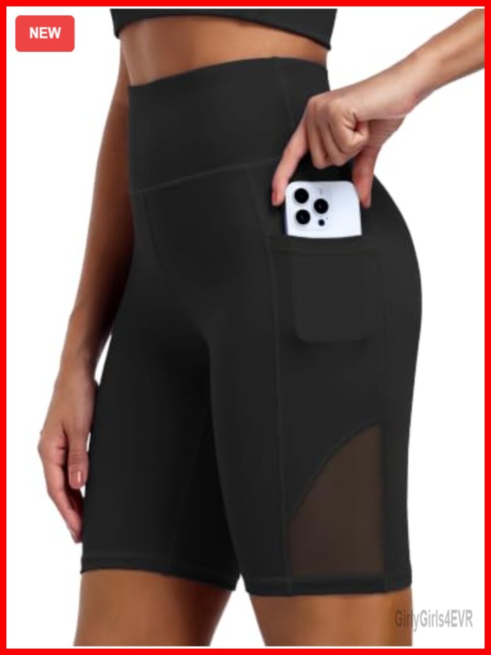 High Waist Biker Yoga Shorts with Pockets 8 Inch Tummy Control